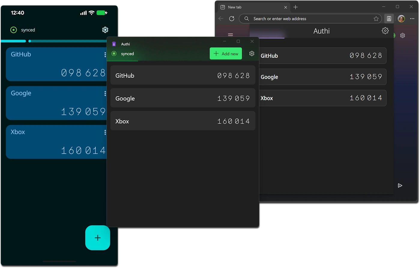 Authi authentication app screenshot